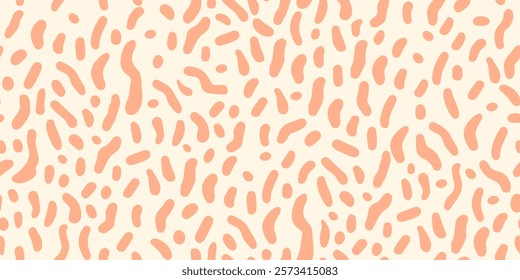 Hand drawn dot doodle pattern peach and orange, seamless designs on textiles, clothing, gift wrapping, banners, home decor, abstract backgrounds. Vector illustration.