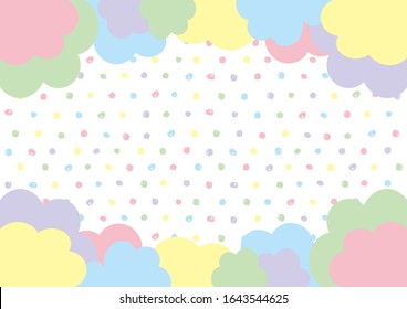 hand drawn dot paint background and  fluffy cloud pattern frame