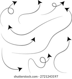 Hand Drawn Dotted Arrow Lines for Direction and Flow Design