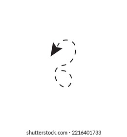 Hand drawn dotted arrow set vector illustration isolated on white background