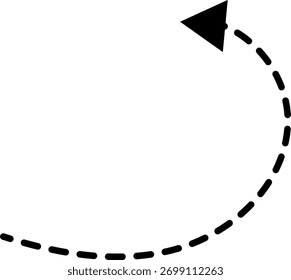 Hand drawn dotted arrows. Hand drawn freehand different curved lines, swirls arrows. Curved arrow line. Doodle, sketch style. Isolated Vector illustration.