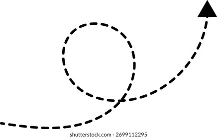 Hand drawn dotted arrows. Hand drawn freehand different curved lines, swirls arrows. Curved arrow line. Doodle, sketch style. Isolated Vector illustration.