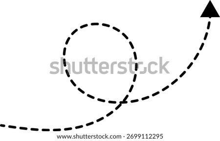 Hand drawn dotted arrows. Hand drawn freehand different curved lines, swirls arrows. Curved arrow line. Doodle, sketch style. Isolated Vector illustration.