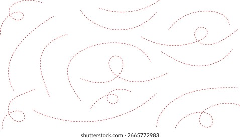 Dibujado a mano flechas punteadas en símbolos blancos. Círculo. Flechas de onda, símbolos de diseño, punteros de estilo doodle dibujados a mano,