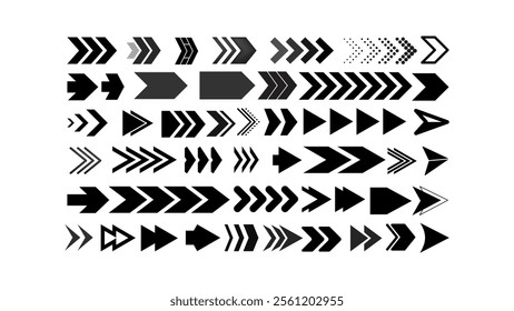 Hand drawn dotted arrows set. dotted arrow collection set, Doodle arrows of various shapes and directions. Arrow handmade, sketched curved dashed arrow design, arrows vectors, illustrations, art signs