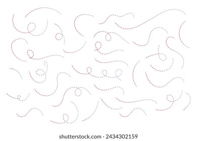 Hand drawn dotted curved line shape vector.