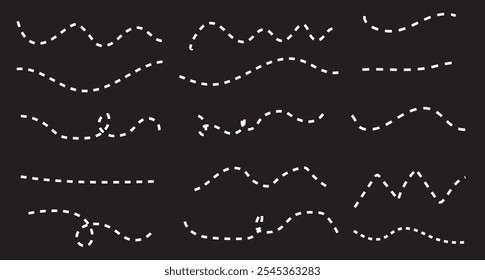 Hand drawn dotted line vector set