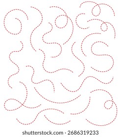 Handgezeichneter gepunkteter Linien-Vektorsatz
