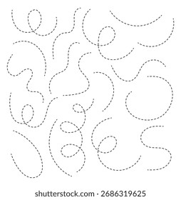 Conjunto de vetores de linha pontilhada desenhado à mão
