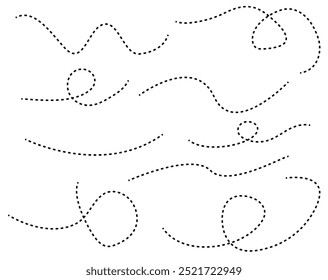 hand drawn dotted lines path on white background	
