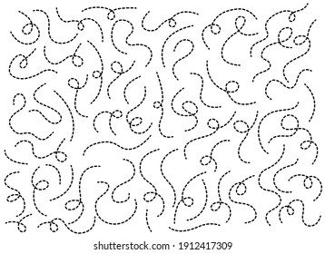 Hand drawn dotted lines set vector illustration isolated on white background