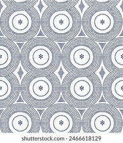 Hand drawn dotted spiral infinity shape all over print. Seamless geo two tone pattern. Ethnic vector graphic ornament for homeware, wallpaper, stationery, upholstery, tiles, rugs, backgrounds, fabrics