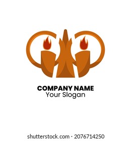 Hand drawn double torch logo. concept logo design 