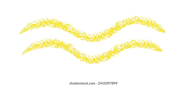 Hand drawn double wavy line drawn with wax crayon, chalk or charcoal. Uneven wax dry texture for underlining or highlighting text. Pencil drawn lines, strikethroughs, underlines. grungy