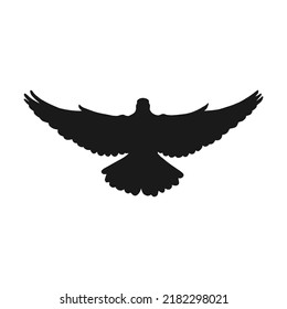 Hand drawn dove. Silhouette isolated on white background.