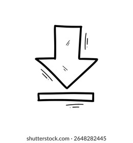 Desenhado à Mão Ícone de Download Ilustração. Vetor Doodle. Isolado no plano de fundo branco - EPS 10 Vetor