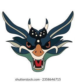 Hand drawn dragon colored outline. Doodle dragon isolated on white background. Vector illustration.