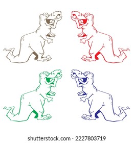 Hand Drawn Dragon Or Dinosaur Vector Illustration
