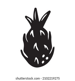 Hand drawn dragon fruit, black doodle element.