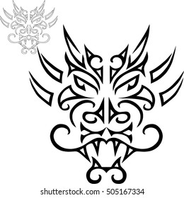 Hand Drawn Dragon Head Stylized Maori Stock Vector (Royalty Free ...