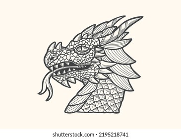 Hand drawn dragon head vector illustration