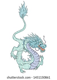 hand drawn dragon isolated on white