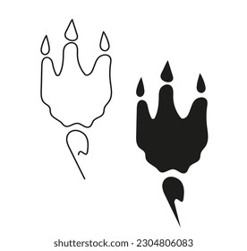 Hand drawn dragon paw tattoo. Dinosaur footprint silhouette black color vector illustration.