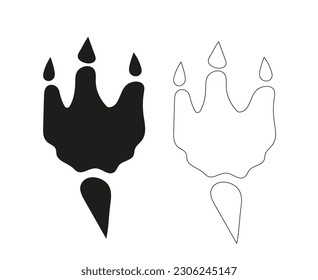 Hand drawn dragon paw tattoo. Dinosaur footprint silhouette vector illustration
