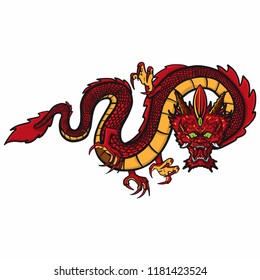 hand drawn Dragon tattoo ,coloring book japanese style.Japanese old dragon for tattoo. Traditional Asian tattoo the old dragon vector.