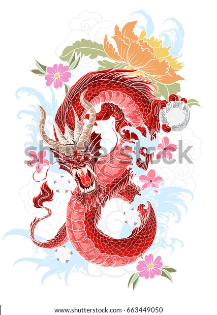 Download Hand Drawn Dragon Tattoo Coloring Book Stock Vector Royalty Free 663449050