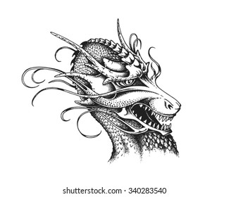 Hand drawn dragon. Vector illustration