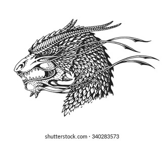 Hand drawn dragon. Vector illustration