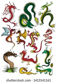 Hand Drawn Dragon Vector Pack 01