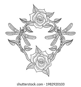 Handgezeichnet mit Blumen im zentangle-Stil