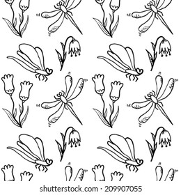 Hand Drawn Dragonfly Seamless