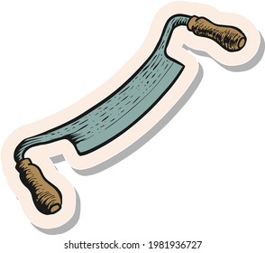 Hand drawn draw knife icon in sticker style vector illustration