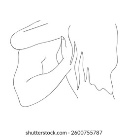 Hand drawn drawing illustration outlined one line art love couple minimalist vector sketch romantic erotic sensuality simple sex romance partner union together relation lover abstract holding hands