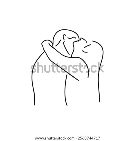 Hand drawn drawing illustration outlined line art love sensual couple minimalist vector simple romantic erotic hug sensuality simple sex romance partner union sex body together relation lover abstract