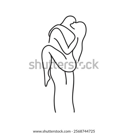 Hand drawn drawing illustration outlined line art love sensual couple minimalist vector simple romantic erotic hug sensuality simple sex romance partner union sex body together relation lover abstract
