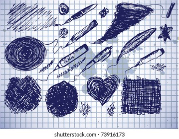 hand drawn drawing tools collection