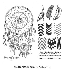 Hand drawn dream catcher set