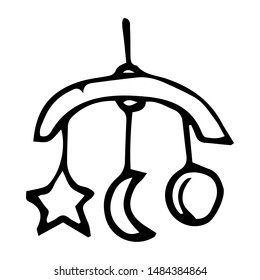 Hand drawn Dreamcatcher doodle. Sketch winter icon. Decoration element. Isolated on white background. Vector illustration.