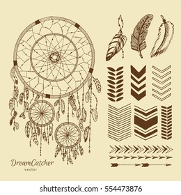 Hand drawn dreamcatcher set 