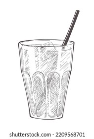 Hand drawn drink glass vector.