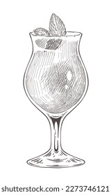 Hand drawn drink glass vector