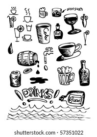 hand drawn drink symbols