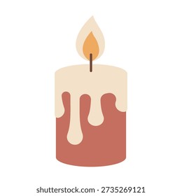 Hand drawn dripping wax candle illustration with cozy cottagecore style and rustic vintage charm, ideal for home decor, cozy interiors, seasonal projects, and minimalist design concepts.