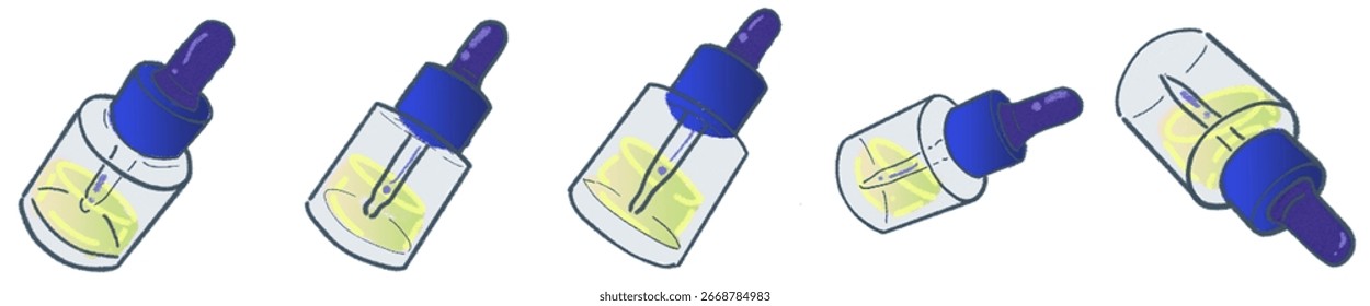 Botella de cuentagotas dibujada a mano con Clipart de suero líquido para belleza, spa y Producto orgánico