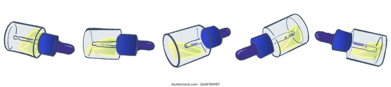 Botella de cuentagotas dibujada a mano con Clipart de suero líquido para belleza, spa y Producto orgánico