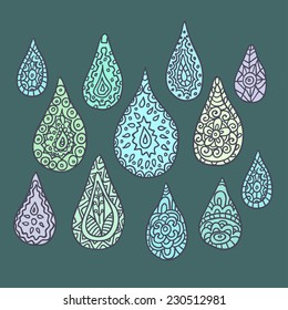 Hand drawn drops doodle Vector